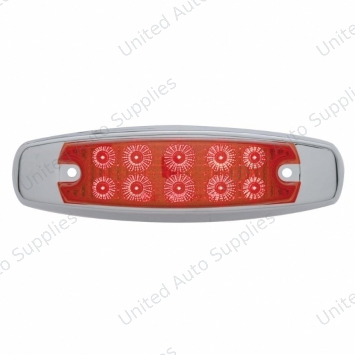 10 LED Reflector Rectangular Clearance/Marker Light - Red LED/Red Lens