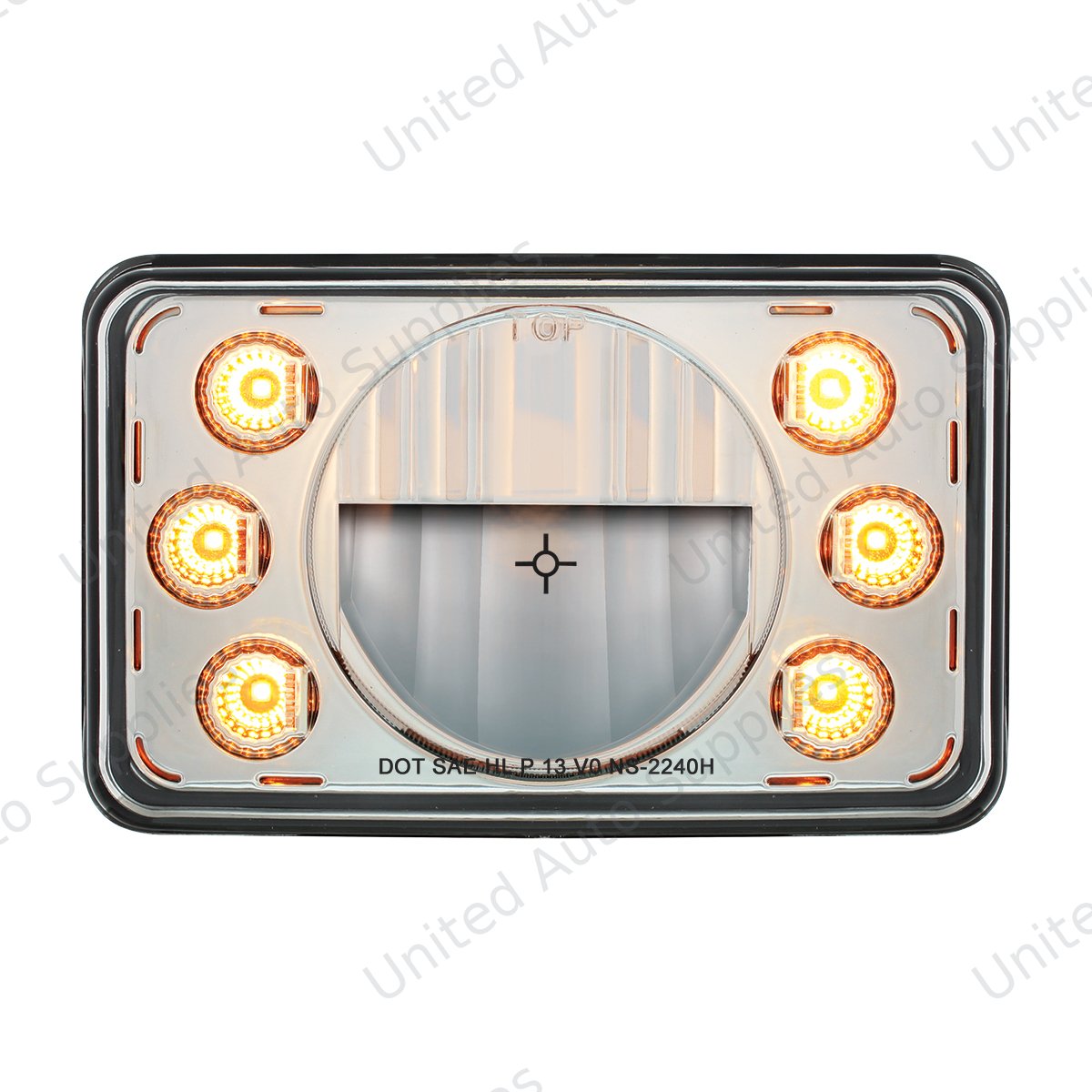 ULTRALIT - 4" X 6" LED Headlight With Dual Function 6 Amber LED Position Lights - High Beam