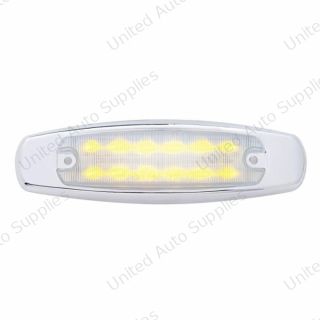 12 LED Rectangular Light (Clearance/Marker) With Chrome Bezel - Amber LED/Clear Lens