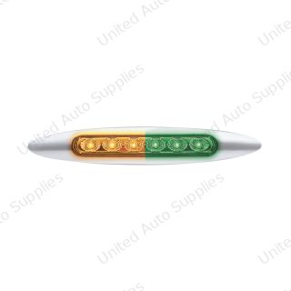 Double Fury 6 LED Dual Function 6" Marker Light With Chrome Bezel-Amber & Green/Clear Lens