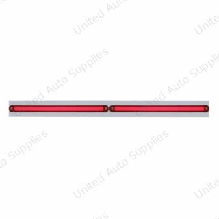 Chrome Top Mud Flap Plate With Two 24 LED 12" GloLight Bars - Red LED/Red Lens (Each)