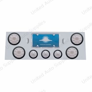 SS Rear Center Panel With 4X 10 LED 4" Lights & 3X 13 LED 2.5" Beehive Lights -Red LED/Clear Lens