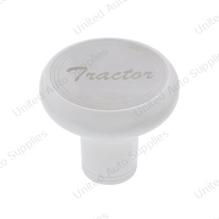 Deluxe Aluminum Screw-On Air Valve Knob With Stainless "Tractor" Plaque - Pearl White
