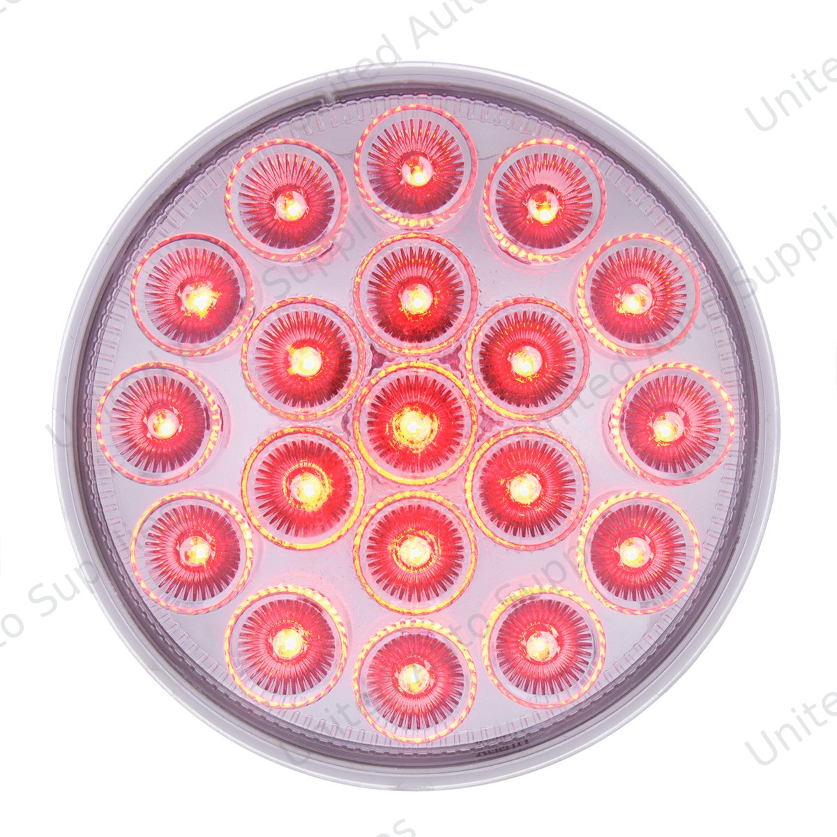 Double Fury 19 LED 4" Round Stop/Turn/Tail Light With Warning Light - Red & Amber LED/Clear Lens