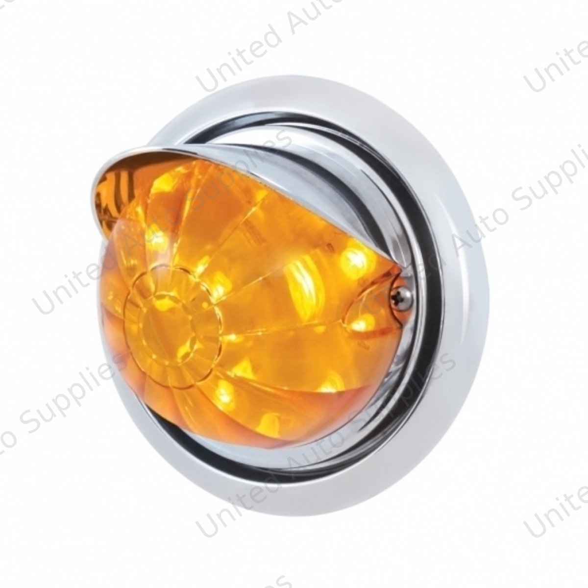 Front Bumper Light With 17 Amber LED Watermelon Light & Visor For Freightliner Columbia - Amber Lens