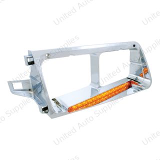 14 LED Headlight Bezel For 1989-2009 Freightliner FLD - Passenger - Amber LED/Amber Lens