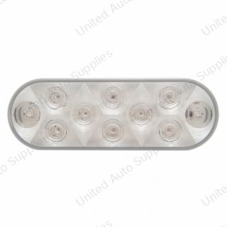 10 LED 6" Oval Utility Light - White LED/Clear Lens (Bulk)