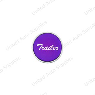 Aluminum Screw-On Air Valve Knob With Glossy Trailer Script Sticker - Purple Sticker