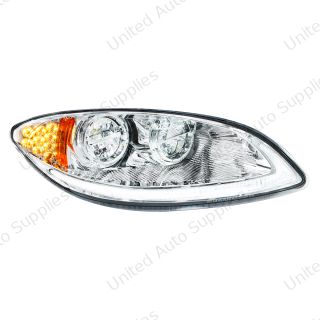 Chrome LED Headlight With LED Light Bar & Turn Signal For 2006-2017 International Prostar-Passenger