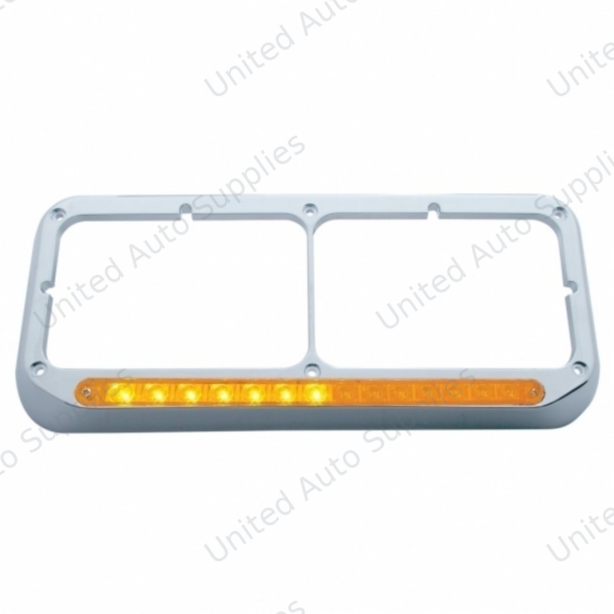 Rectangular Dual Headlight Bezel With LED Sequential Light Bar (Passenger) - Amber LED/Amber Lens