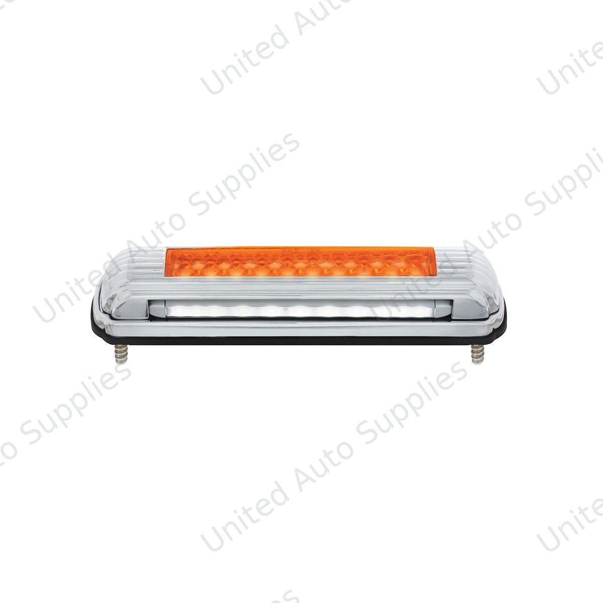 Chrome License Plate Light With Amber LED Auxiliary Light - Amber LED/Amber Lens
