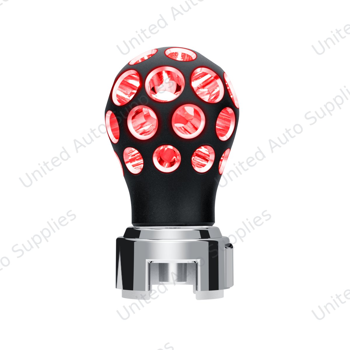 Thread-On Matte Black Phoenix Ball Gearshift Knob With LED 13/15/18 Speed Adapter-Red LED