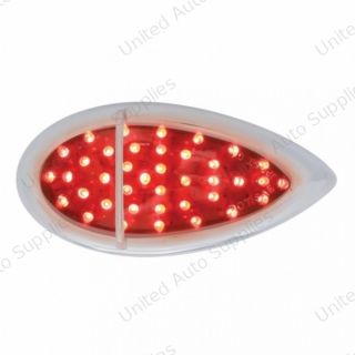 39 LED Flush Mount "Teardrop" Light (Stop, Turn & Tail) - Red LED/Chrome Lens
