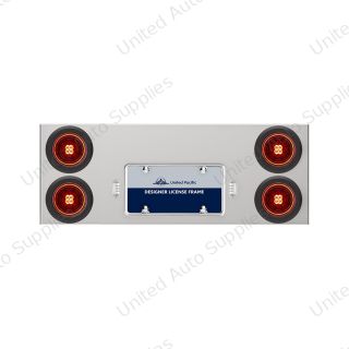 33-3/4" Stainless Rear Center Panel With 4X 13 LED 4" Abyss Lights & Grommets - Red LED/Red Lens