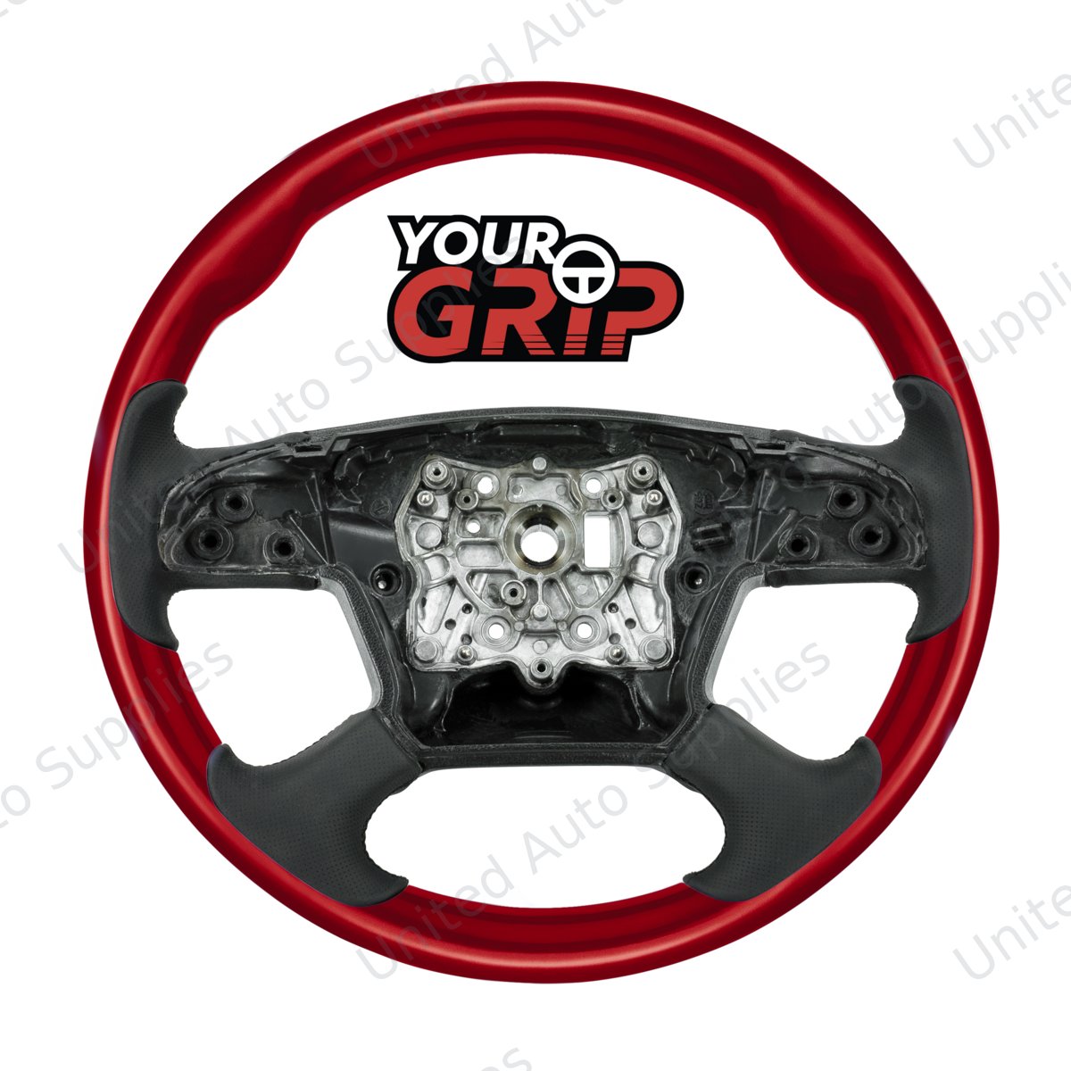 18" YourGrip Wood Candy Color Steering Wheel For 2018-2026 Freightliner Cascadia-Candy Red