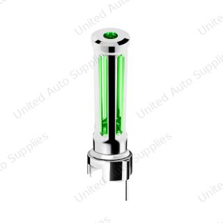 Thread-On Chrome Sonoma Gearshift Knob With LED 13/15/18 Speed Adapter-Dark Green Crystal/Green LED