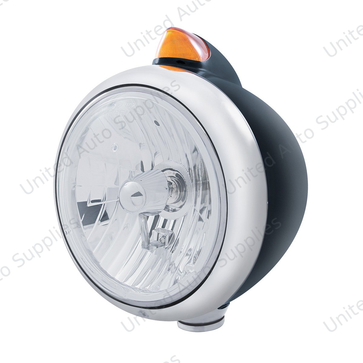 Black Guide 682-C Style Headlight Crystal H4 & Original Style LED Signal - Amber Lens