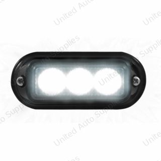 3 LED Warning Light With Black Bezel - White LED (Bulk)