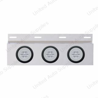 Stainless Top Mud Flap Plate With 3X 21 LED 4" GloLight & Grommets - Red LED/Clear Lens (Each)
