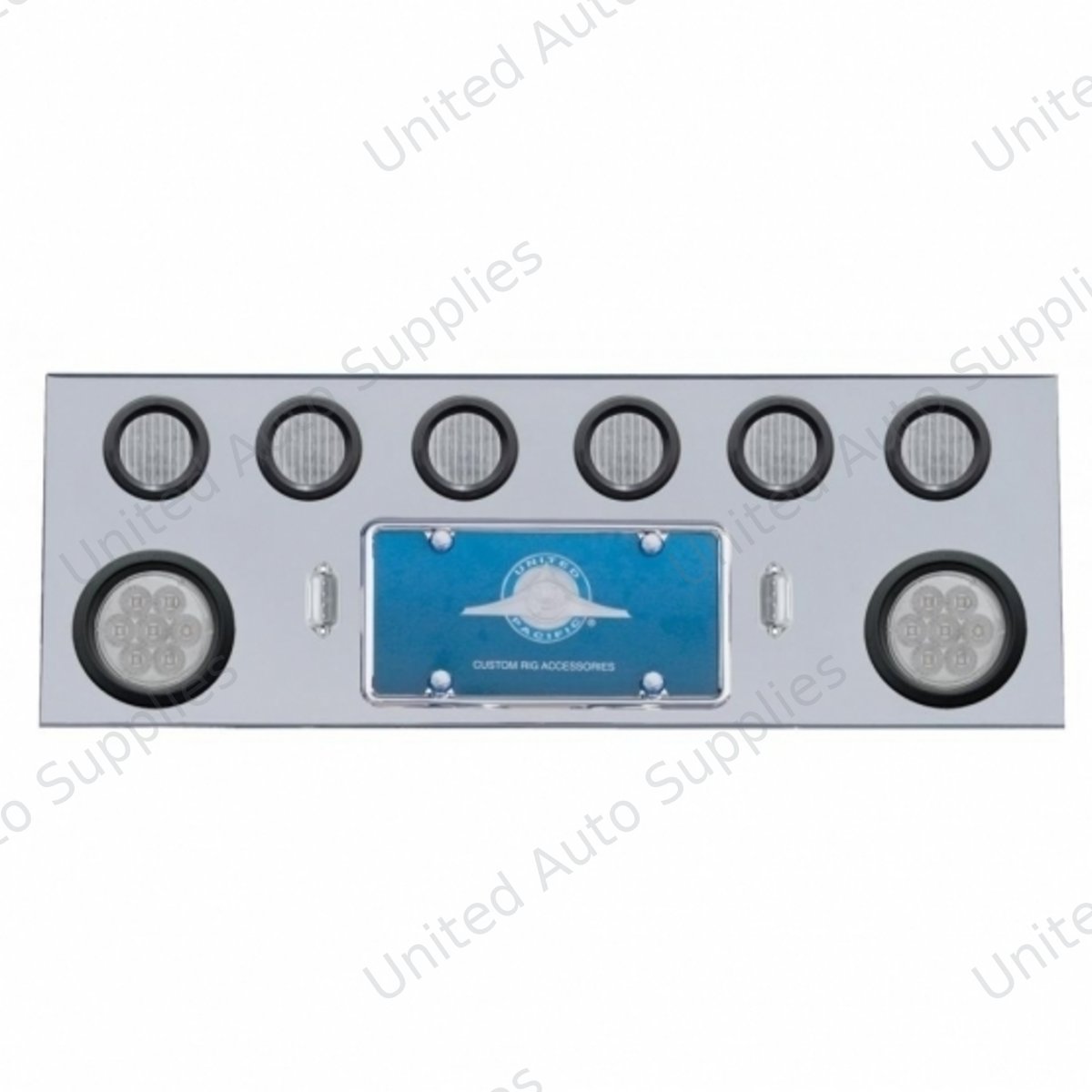 SS Rear Center Panel With 2X 7 LED 4" Reflector Lights & 6X 13 LED 2.5" Lights -Red LED/Clear Lens