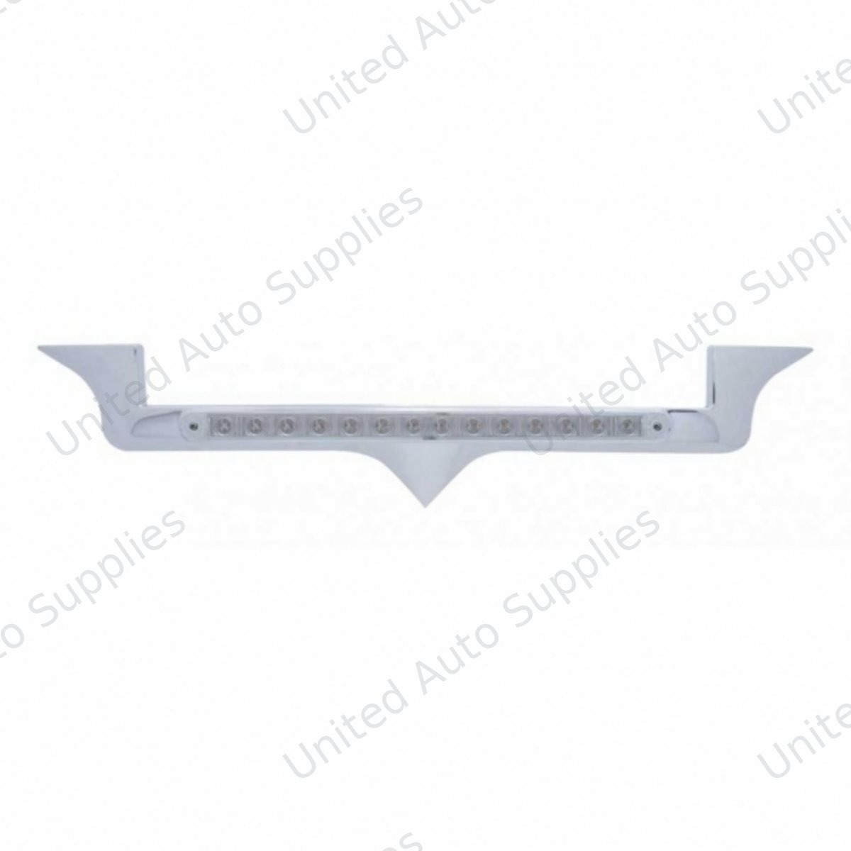 Chrome Hood Emblem Trim With 19 LED Reflector Light Bar For Kenworth - Red LED/Clear Lens