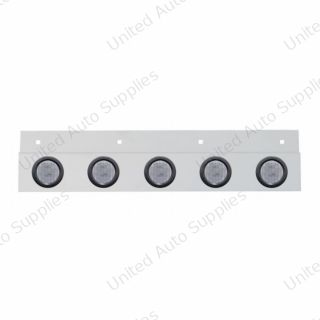 Stainless Top Mud Flap Plate With 5X 9 LED 2" Lights & Grommets - Red LED/Clear Lens (Each)