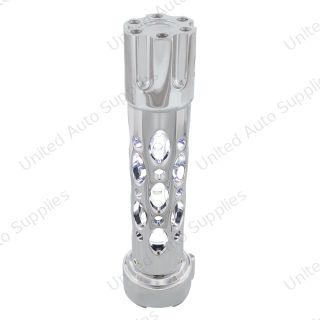 Austin Gun Cylinder Gearshift Knob With LED 9/10 Speed Adapter - Chrome/White LED