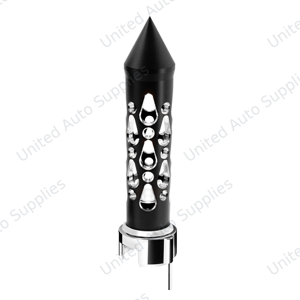 Thread-On Brooklyn Spike Gearshift Knob With LED 13/15/18 Speed Adapter-Matte Black/White LED