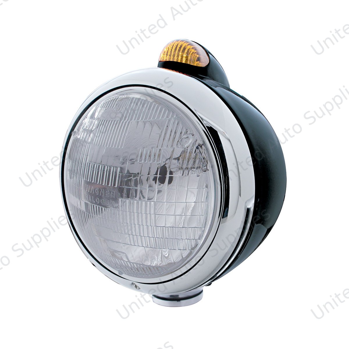 Black Guide 682-C Headlight H6024 & Dual Mode LED Signal - Amber Lens