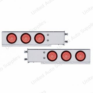 3-3/4" Bolt Pattern SS Spring Loaded Bar With 6X 36 LED 4" Lights -Red LED & Lens (Pair)