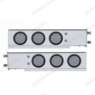 3-3/4" Bolt Pattern Chrome Spring Loaded Bar W/6X 12 Red LED 4" Reflector Lights - Clear Lens (Pair)