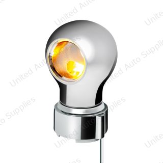 Thread-On Chrome Charlotte Gearshift Knob With LED 9/10 Speed Adapter-Amber LED