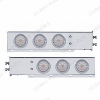 2" Bolt Pattern SS Spring Loaded Bar With 6X 4" 10 LED Lights & Visors -Red LED/Clear Lens (Pair)