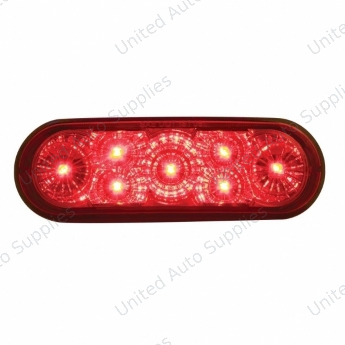 7 LED 6" Oval Reflector Stop, Turn & Tail Light - Red LED/Red Lens