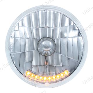 7" Crystal Headlight With 10 Amber LED Position Lights