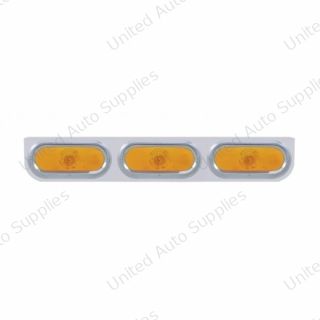 Stainless Light Bracket With 3X 6" Oval Lights & Visors - Amber Lens