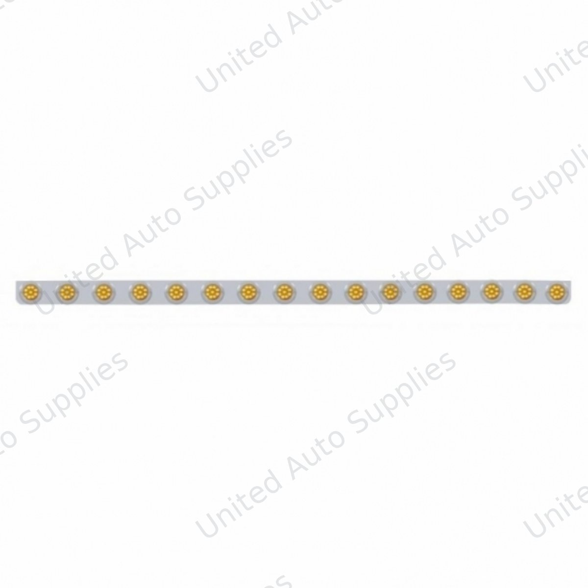 79-1/2" Stainless Bumper Light Bracket With 16X 9 LED 2" Lights & Bezels - Amber LED/Amber Lens