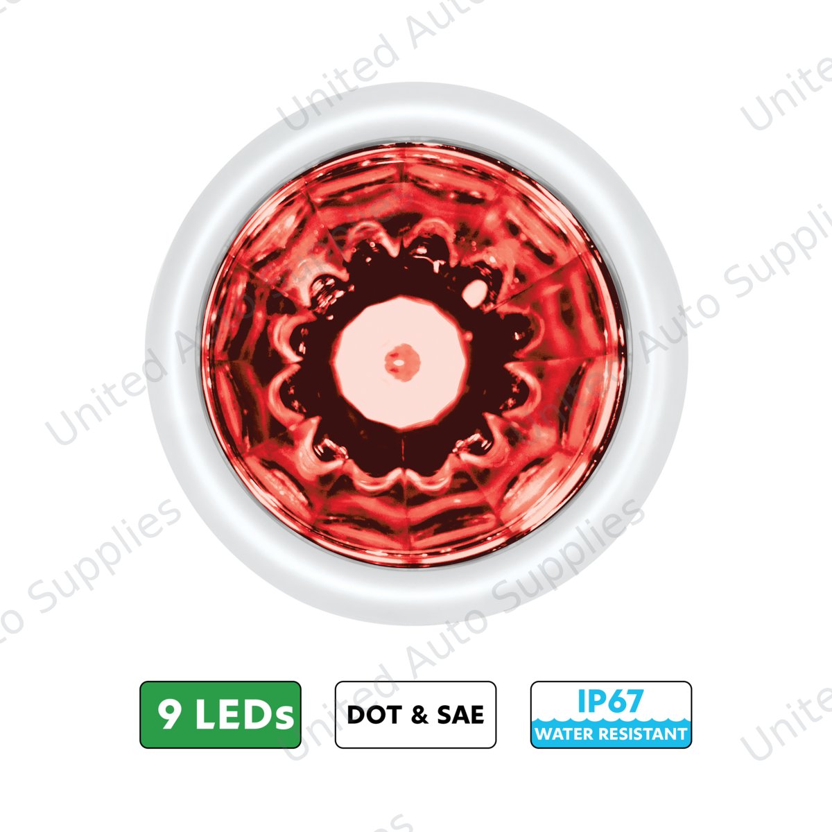 UltraBurst 9 LED Dual Function 1-1/2" Watermelon Clearance/Marker Light-Red LED/Red Lens