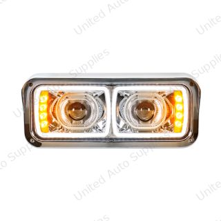 High Power LED "Chrome" Projection Headlight With LED Turn Signal & Position Light Bar - Passenger