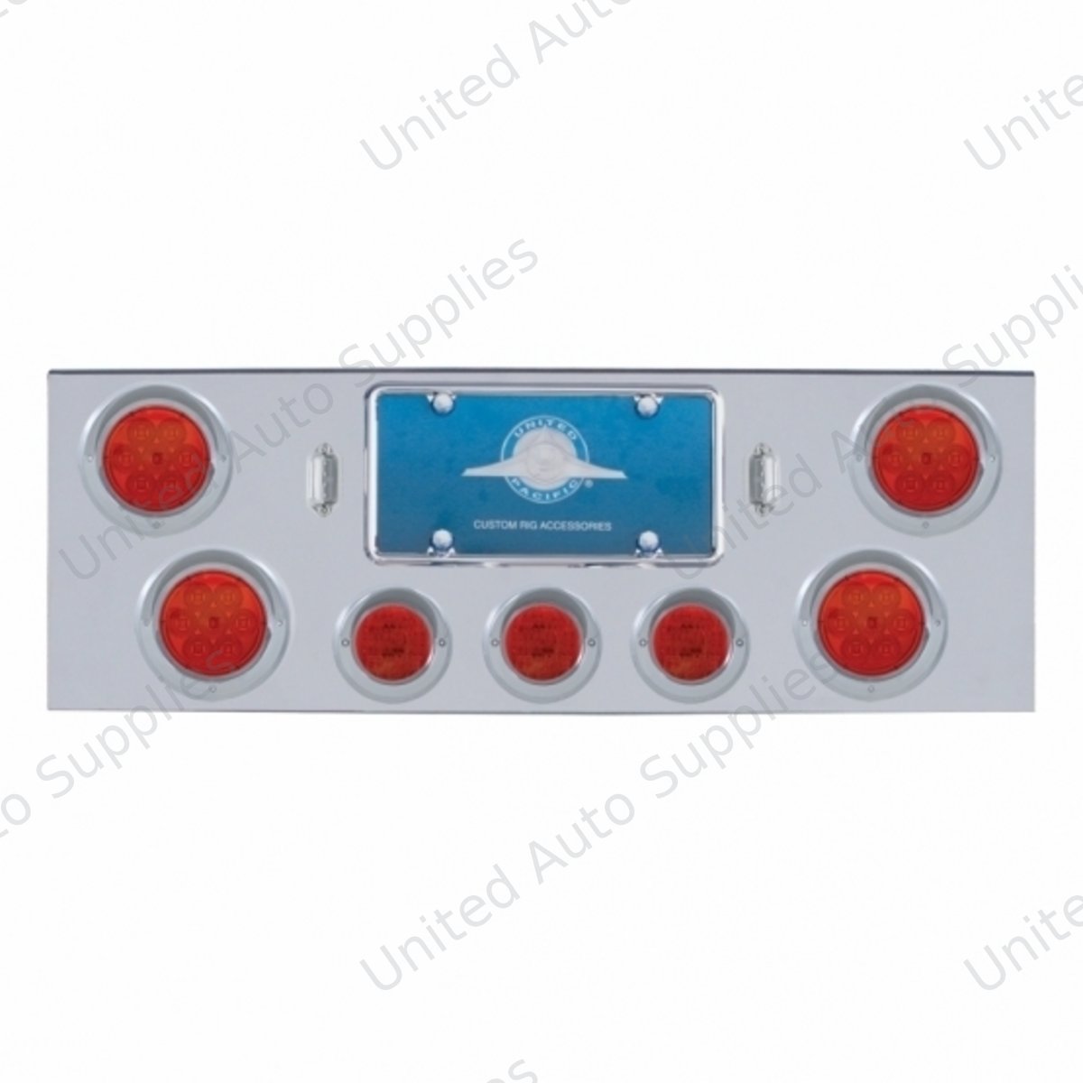 CR Rear Center Panel With 4X 7 LED 4" Reflector Light & 3X 13 LED 2.5" Light & Visor-Red LED & Lens