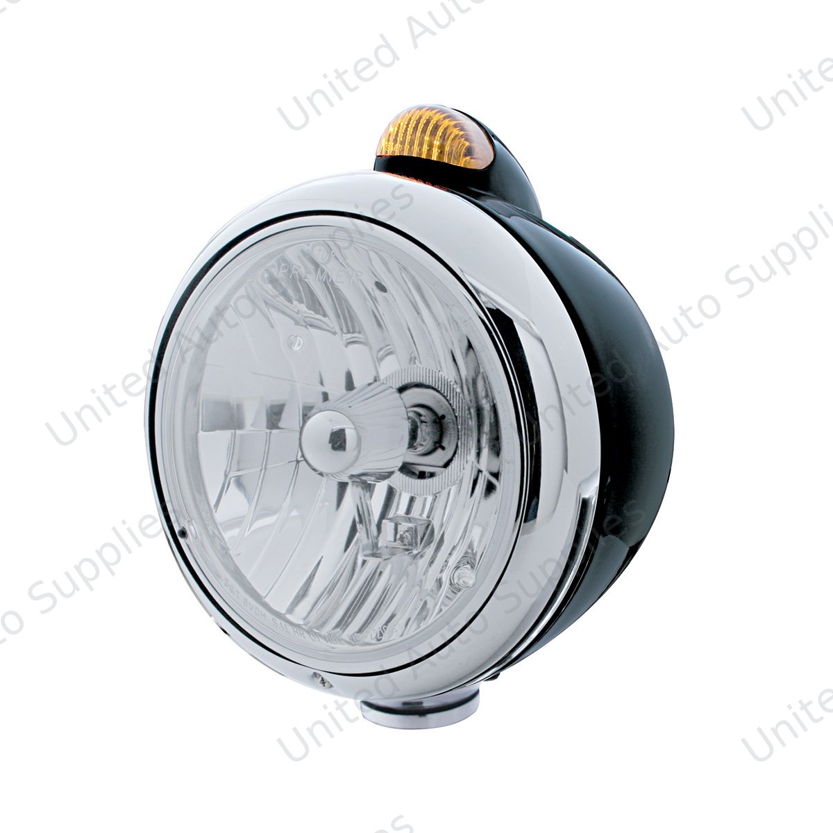 Black Guide 682-C Headlight Crystal H4 & Dual Mode LED Signal - Amber Lens