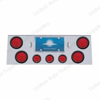 Stainless Rear Center Panel With 4X 4" Lights & 3X 2.5" Flat Lights & Grommets