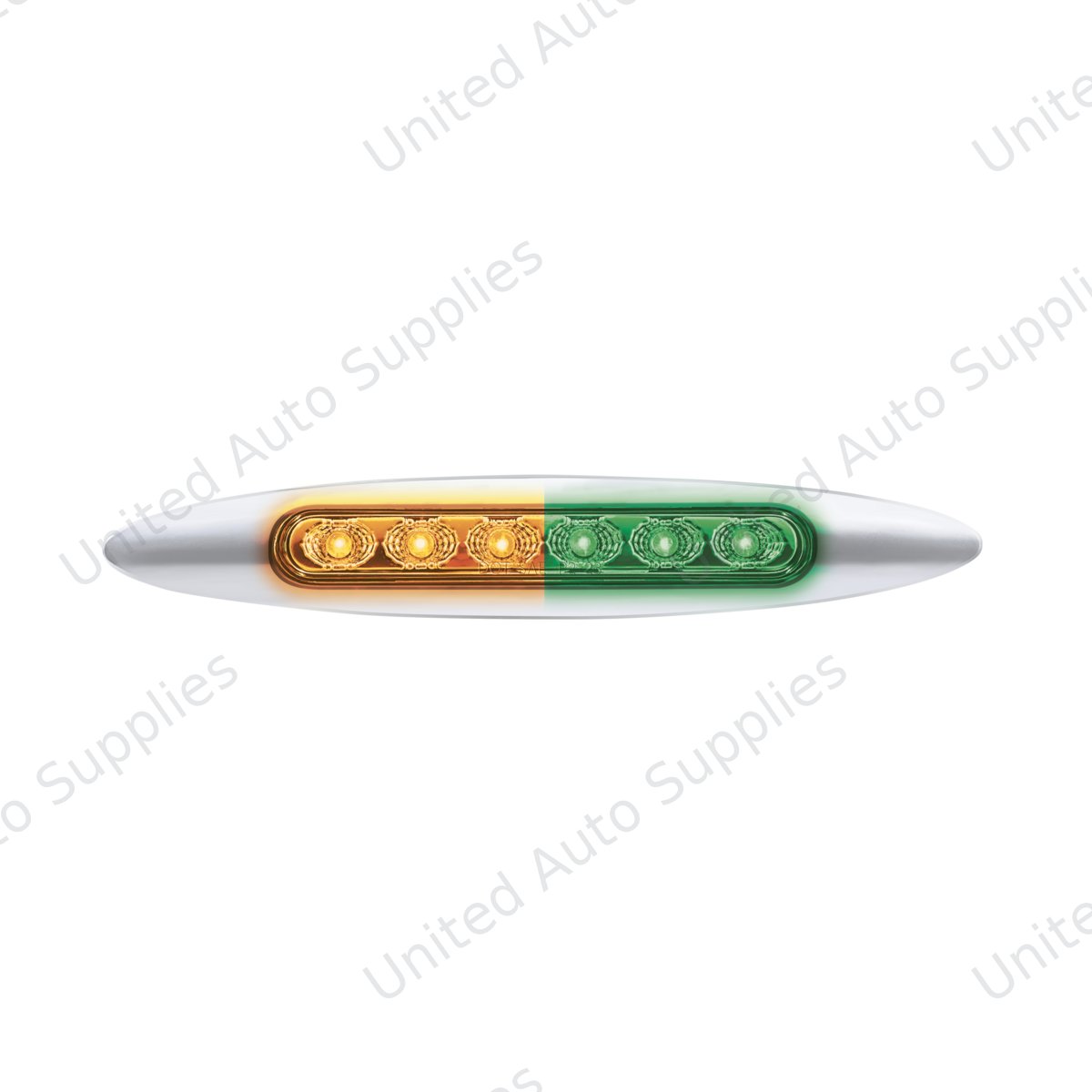 Double Fury 6 LED Dual Function 6" Marker Light With Chrome Bezel-Amber & Green/Clear Lens