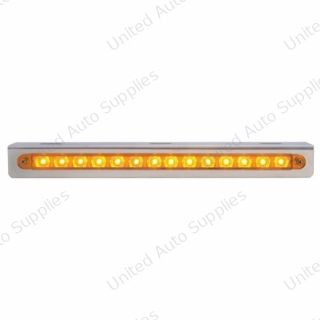 Stainless Light Bracket With 14 LED 12" Sequential Light Bar (Left to Right) - Amber LED/Amber Lens