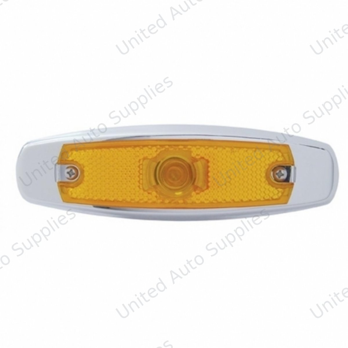 Single Halogen Bulb Light (Clearance/Marker) With SS Bezel - Amber Lens