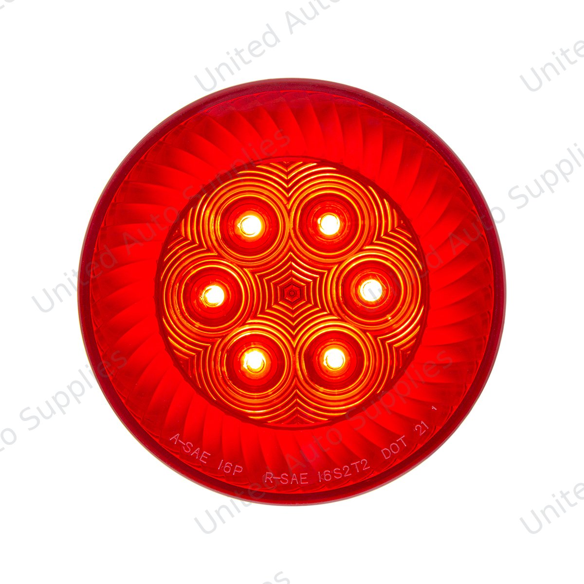 16 LED 4" Round Turbine Light (Stop, Turn & Tail) - Red LED/Red Lens