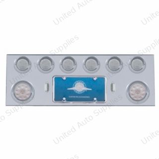 SS Rear Center Panel With 2X 10 LED 4" Lights & 6X 13 LED 2.5" Lights & Visors -Red LED/Clear Lens