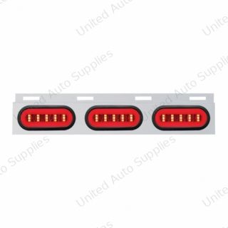 Stainless Top Mud Flap Bracket With 3X 22 LED 6" Oval GloLight & Grommet - Red LED/Clear Lens (Each)