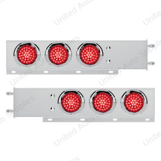 3-3/4" Bolt Pattern Deluxe SS Spring Loaded Bar W/6X 36 LED 4" Light & Visors -Red LED & Lens (Pair)