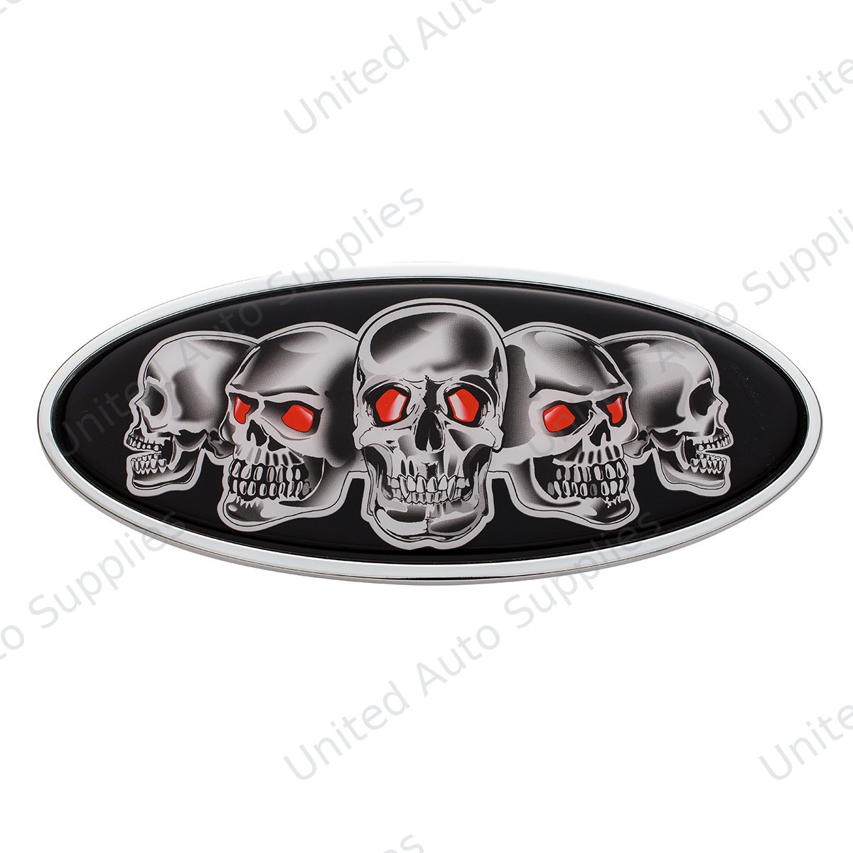Chrome Die Cast Skull Emblem - Black